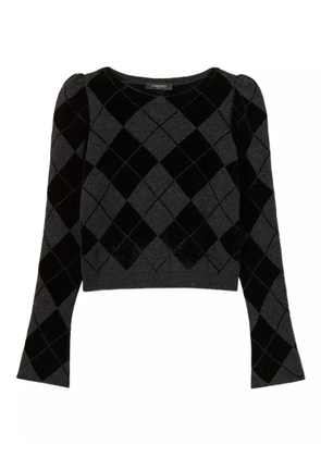 TWINSET puff-sleeve diamond-pattern jumper - Black