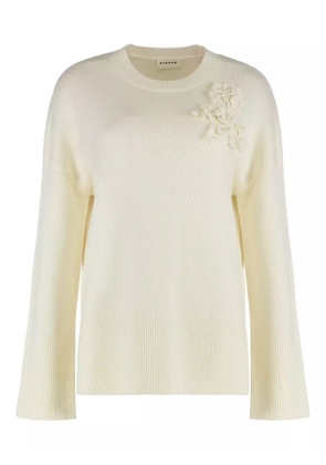 P.A.R.O.S.H. floral-appliqué bell-sleeve sweater - Neutrals