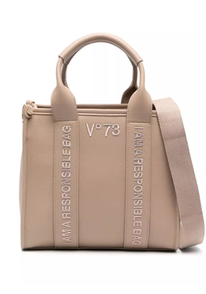 V°73 logo-embroidered tote bag - Neutrals