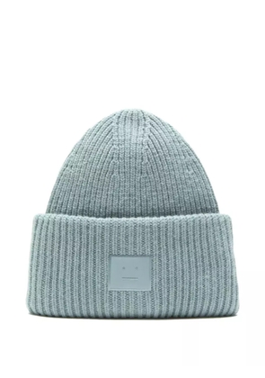 Acne Studios ribbed face-patch beanie hat - Blue