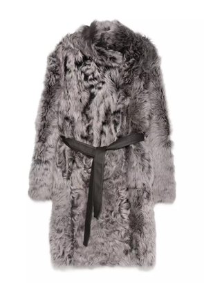 Yves Salomon belted shearling coat - Grey