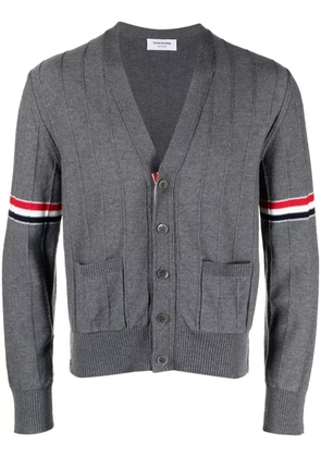 Thom Browne RWB striped V-neck cardigan - Grey
