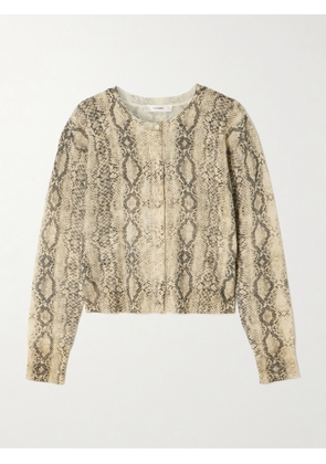 FRAME - Snake-print Cashmere Cardigan - Animal print - x small,small,medium,large,x large