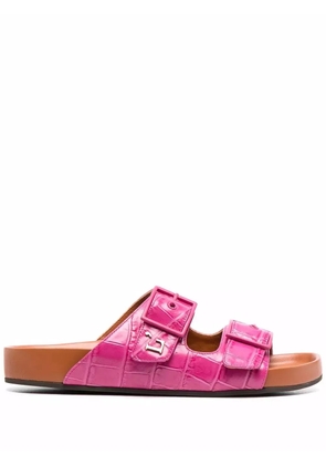 L'Autre Chose crocodile-embossed double strap sandals - Pink