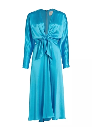 Alejandra Alonso Rojas tie-front long-sleeve midi dress - Blue