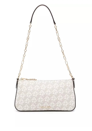 Michael Michael Kors monogram-jacquard leather shoulder bag - Neutrals