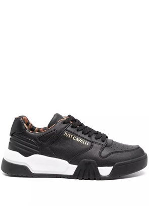 Just Cavalli embossed-logo leather sneakers - Black