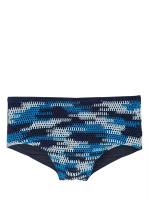 Amir Slama abstract-pattern crochet swim shorts - Blue
