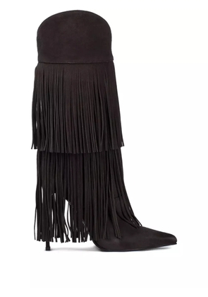 Le Silla 120mm Andy layered-fringe cowboy boots - Brown