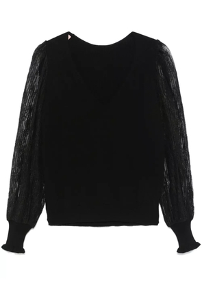 TWINSET dual-use lace-sleeves sweater - Black