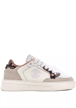 Roberto Cavalli Mirror Snake-appliqué sneakers - White