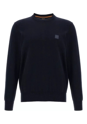 BOSS logo-patch crew-neck sweater - Blue