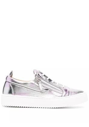 Giuseppe Zanotti metallic leather low-top sneakers - Silver