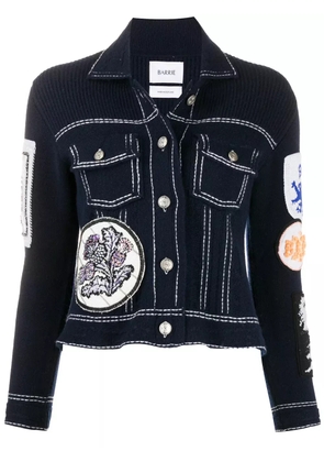 Barrie patched knitted jacket - Blue