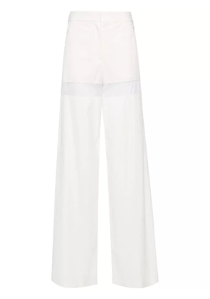 Genny sheer-stripe wide-leg trousers - White