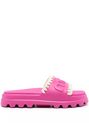 Mou Eva logo-embossed slides - Pink