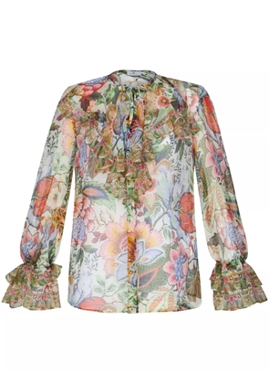 ETRO ruffled floral-print silk shirt - Green