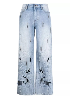 Feng Chen Wang Phoenix cut-out jeans - Blue