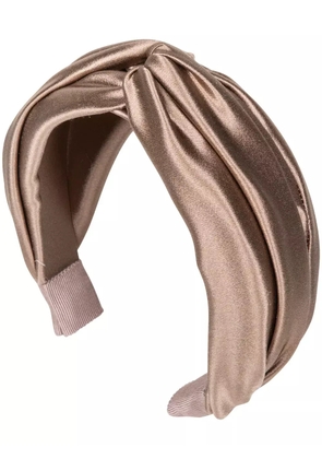 Jennifer Behr Twist silk satin headband - Brown