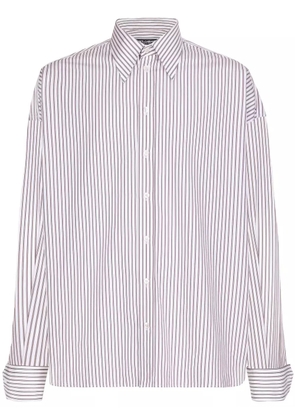 Dolce & Gabbana oversized striped cotton-poplin shirt - White