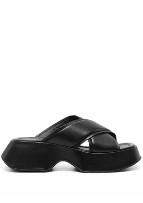 Vic Matie crossover-strap leather slides - Black