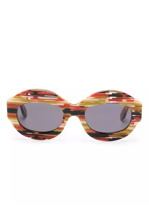 Marni Eyewear Spacey Stripey oval-frame sunglasses - Red