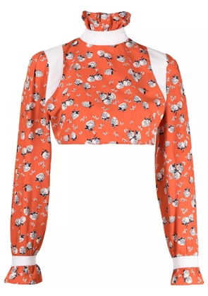 Batsheva floral-print cropped top - Red