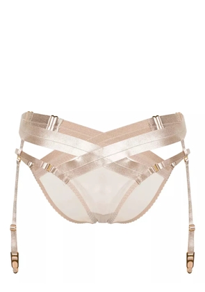 Bordelle Tomoe satin harness brief - Brown