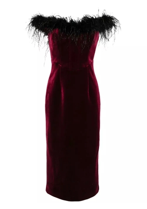 Rebecca Vallance Vanessa feather-trimmed midi dress - Red