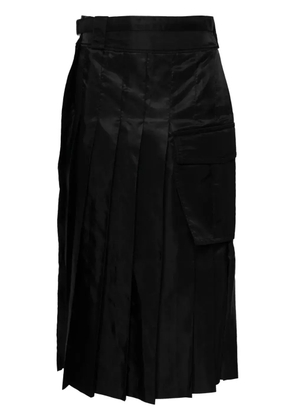 sacai pleated twill midi skirt - Black