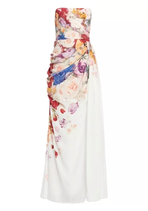 Leo Lin Anastasia bustier floral-print gown - White