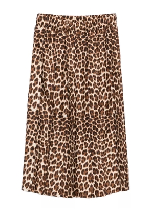 P.A.R.O.S.H. pleated leopard-print midi skirt - Brown
