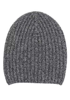 Barrie mélange-effect ribbed-knit cashmere beanie - Blue