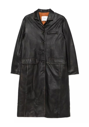 Tela button-fastening leather coat - Black