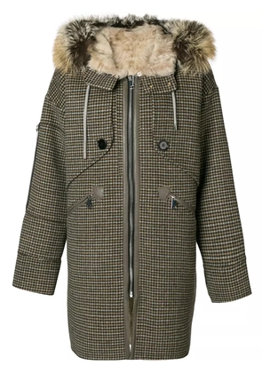 Liska houndstooth print hooded coat - Neutrals