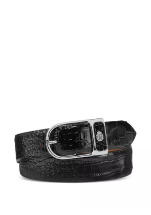 Billionaire crocodile-embossed leather belt - Black
