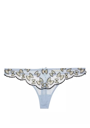 Fleur Du Mal Farfalle embroidered thong - Blue