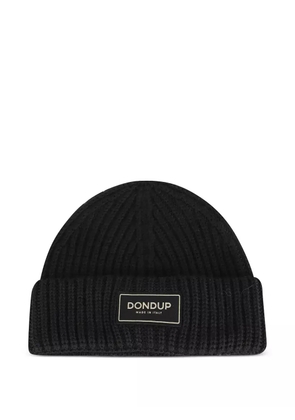 DONDUP ribbed patch beanie hat - Black