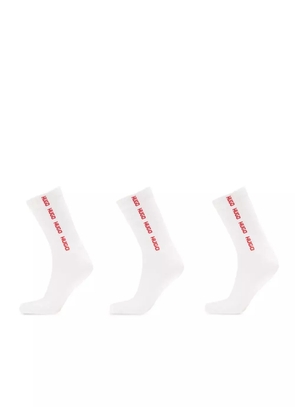 HUGO rib-tape socks (pack of three) - White