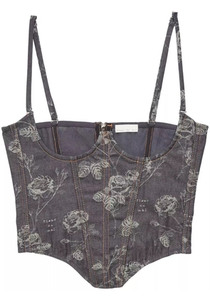 Fleur Du Mal no cup jacquard bustier - Blue