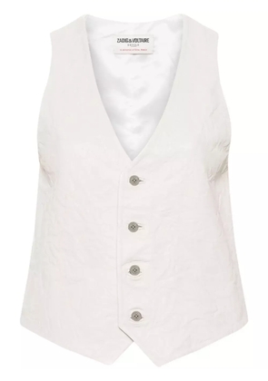 Zadig&Voltaire Emilie crinkled leather waistcoat - Neutrals