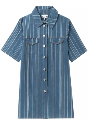 GANNI stripe-pattern denim mini dress - Blue