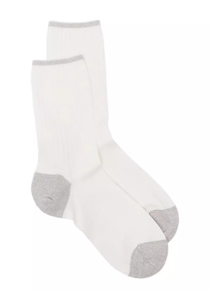 ANT45 ribbed metallic-detail socks - White
