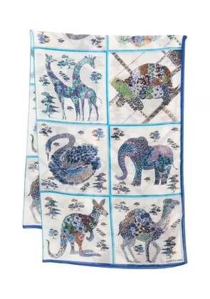 Ferragamo fiori print silk scarf - White