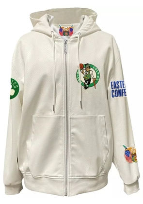 Jeff Hamilton x Boston Celtics artificial-leather hooded jacket - White