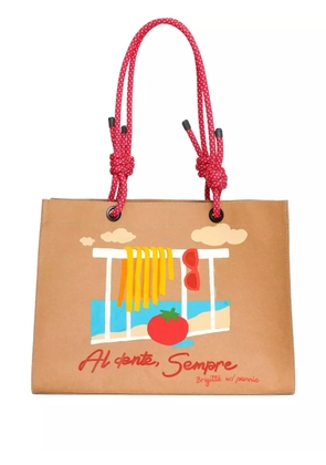 Brigitte graphic-print beach bag - Neutrals