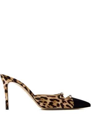 Andrea Wazen 85mm Caroline leopard-print stiletto mules - Neutrals