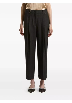 Peserico stripe-detail pleated-details trousers - Black