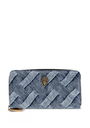 Kurt Geiger London Kensington woven-denim zip-around purse - Blue