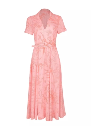 Monique Lhuillier belted floral-print maxi dress - Pink